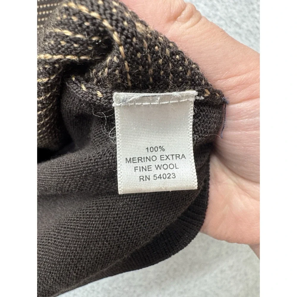 Banana Republic Sweater‎ Mens Large Black Brown Merino Wool Micro Dot Faded Vtg